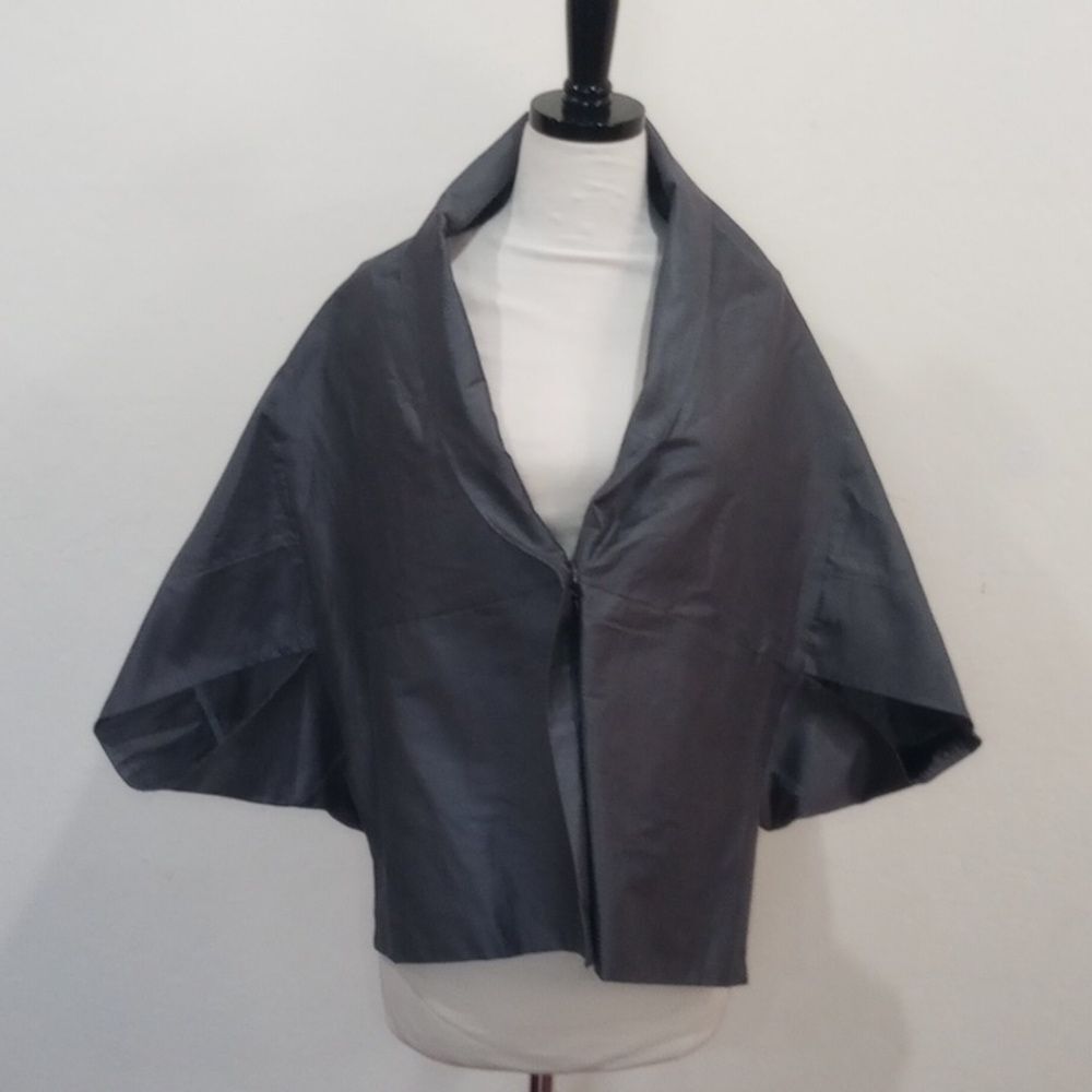 Nuovo Borgo Gray Cape/Jacket Cotton Linen Blend Italy Size 10 USA , IT 46 - NEW!